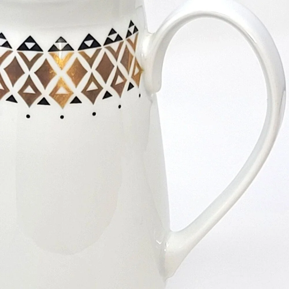 Vintage Mid Century German Porcelain Coffee Pot Lettin Gold Geometric 9
